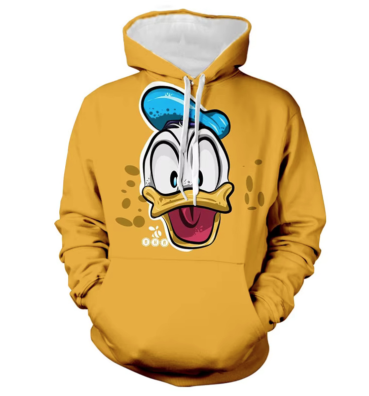 Unisex Cartoon Disney Donald Duck Hoodie in Gelb