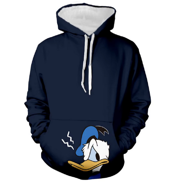 Unisex Cartoon Disney Donald Duck Hoodie in Marineblau