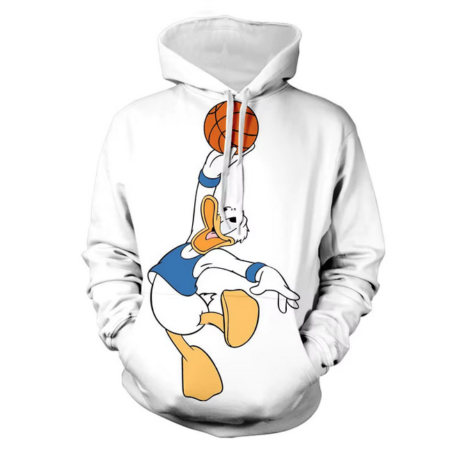 Unisex Cartoon Disney Donald Hoodie in Weiß