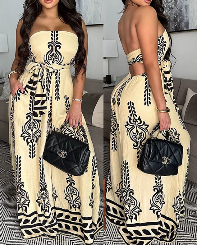 Sommer Einteiler 2025 in Creme mit Boho Muster