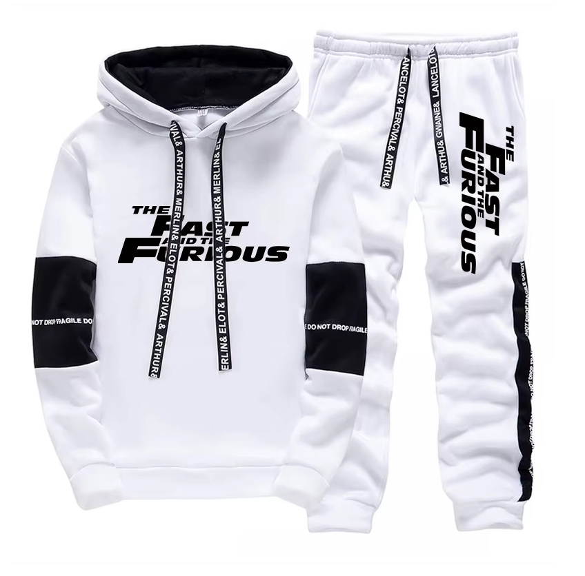 Herren Freizeitanzug Jogger 2025 Weiß mit Hoodie 