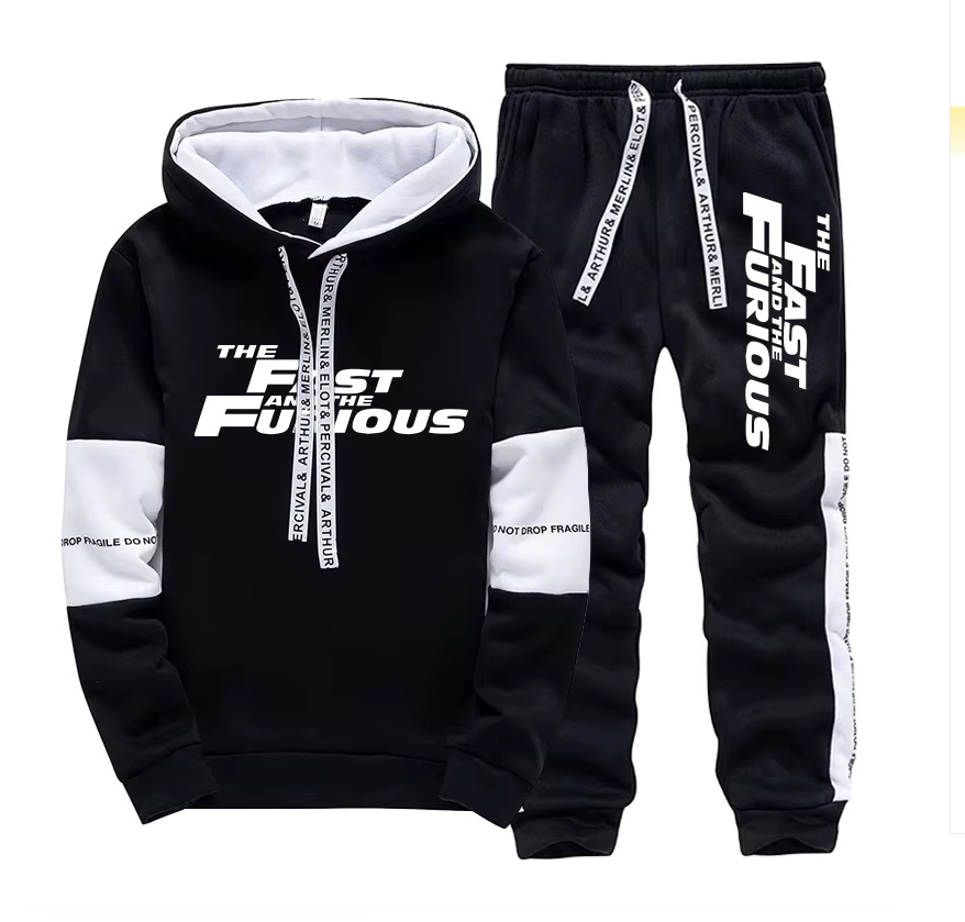 Herren Freizeitanzug Jogger 2025 Schwarz mit Hoodie 