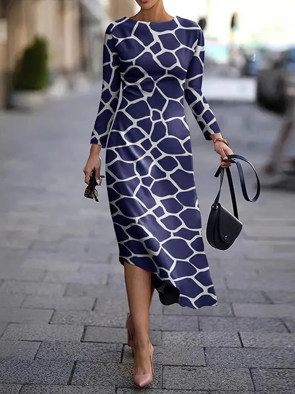 Elegantes Langarm Sommerkleid 2025 Elke Asymmetrisch