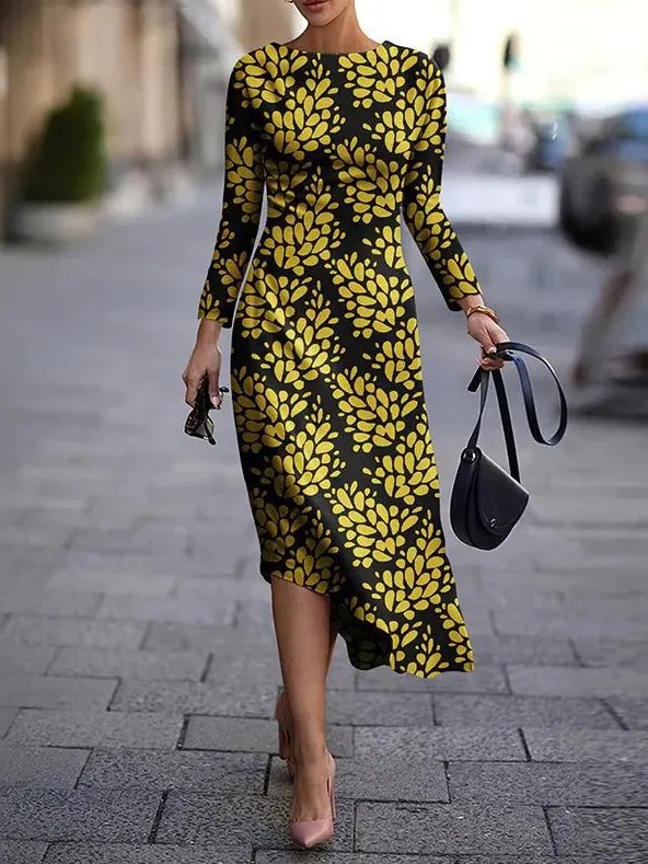 Elegantes Langarm Sommerkleid 2025 Ennie Asymmetrisch