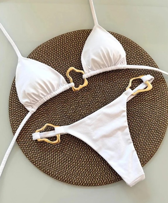 Sexy Neckholder Bikini 2025 in Weiß