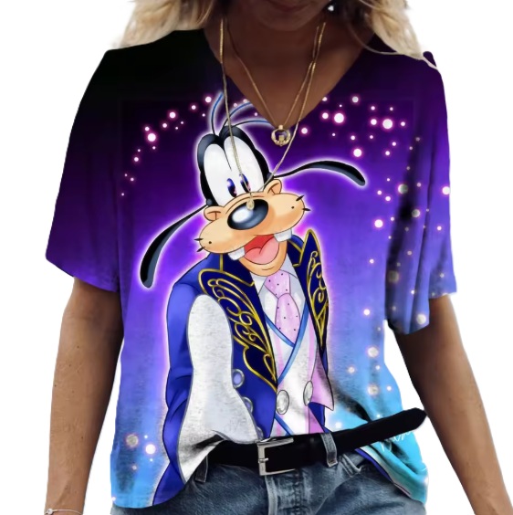 Goofy Cartoon Print Damen T-Shirt Bunt