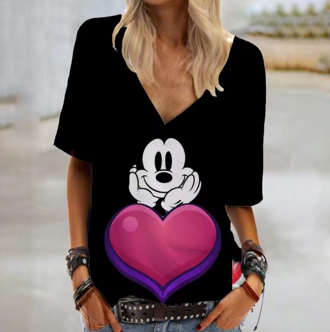 Disney Cartoon Print Damen T-Shirt Elfriede