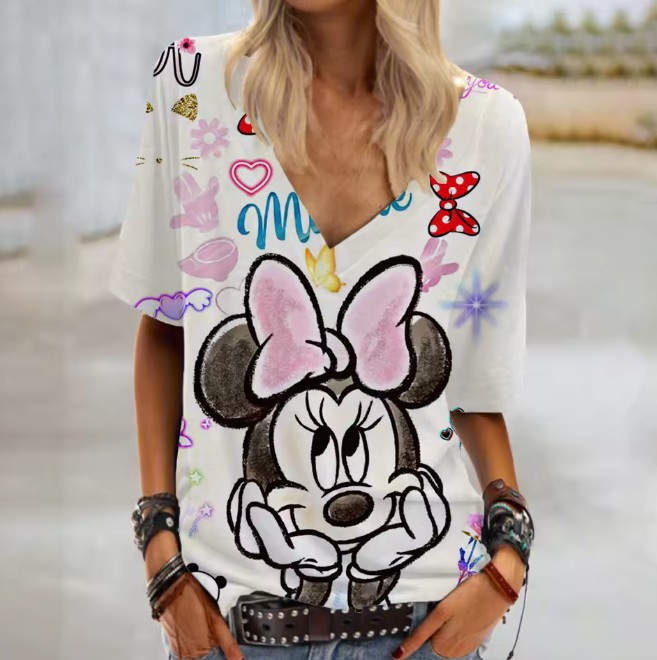 Disney Cartoon Print Damen T-Shirt Emilie