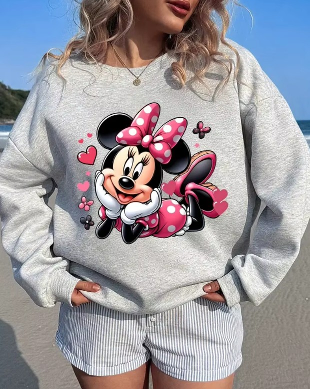 Disney Minnie Langarm Damen Pullover Silber