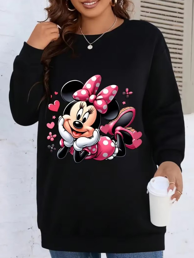 Disney Minnie Langarm Damen Pullover Schwarz
