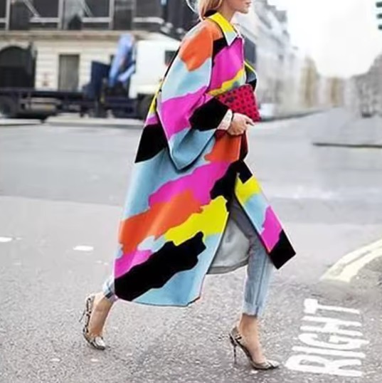 Streetwear Damen Herbst - Frühling Mantel Europa Bunt