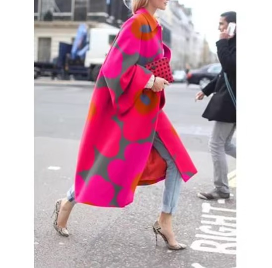 Streetwear Damen Herbst - Frühling Mantel Elanaz Pink