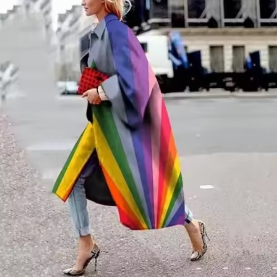 Streetwear Damen Herbst - Frühling Mantel Èlodie Regenbogen