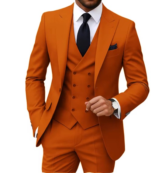 Eleganter Herrenanzug Dreiteilig in Orange