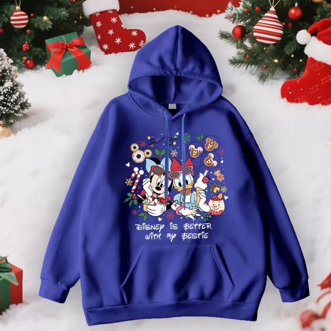 Minnie und Daisy Damen Weihnachtspullover in Dunkel Balu