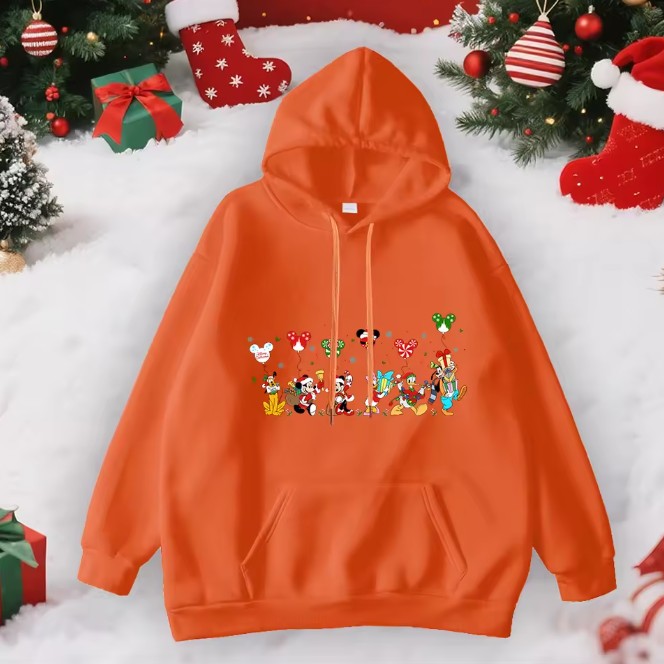 Disney Mickey Ballon Damen Weihnachtspullover in Orange