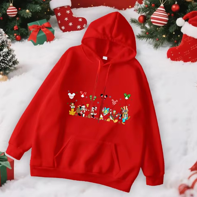 Disney Mickey Ballon Damen Weihnachtspullover in Rot