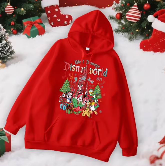 Disneyworld Mickey and Friends Damen Weihnachtspullover in Rot