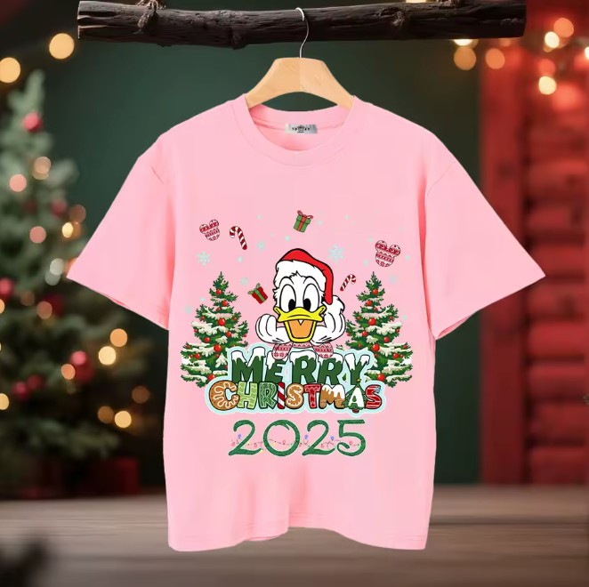 Donald Duck Damen Weihnachts-Shirt in Rosa