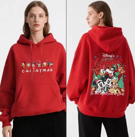 Disney Fleece-Kapuzenpullover für Damen mit Weihnachtsmotive Rot