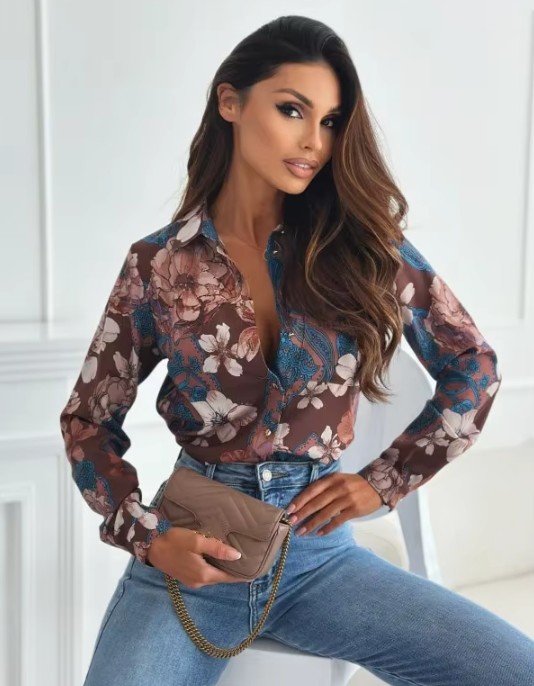 Elegante Damen Bluse Elayne mit Blumen Muster