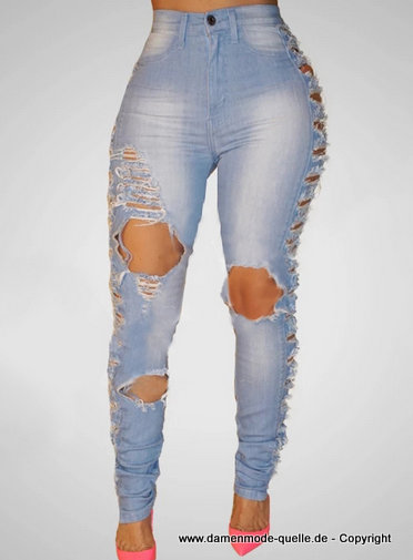 Street Style Fashion Skinny Jeans Hellblau