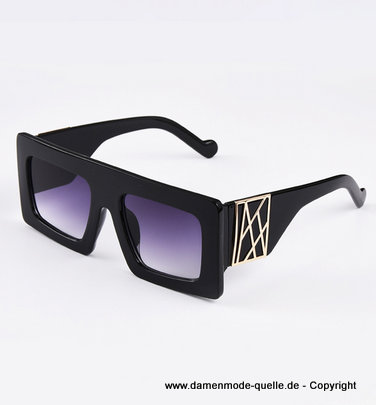 Retro Style Sonnenbrille Schwarz Grau