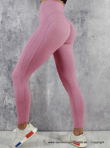 Lange Yoga Hose Leggings in Rosa