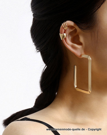 Geometrische Goldene Ohhringe im Set Modeschmuck