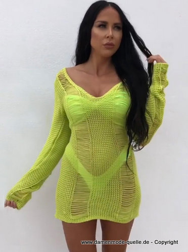 Sommer Leichter Pullover in Neongrün