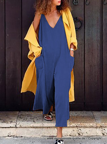 Sommer Overall Jumpsuit Leger mit Taschen in Blau