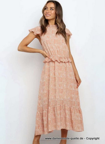 Sommer Rüschen Maxi Kleid Sommerkleid
