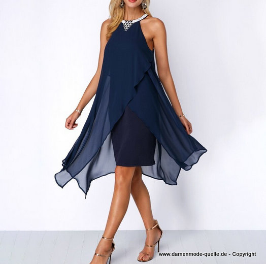 Elegantes Plus Size Chiffon Kleid in Blau