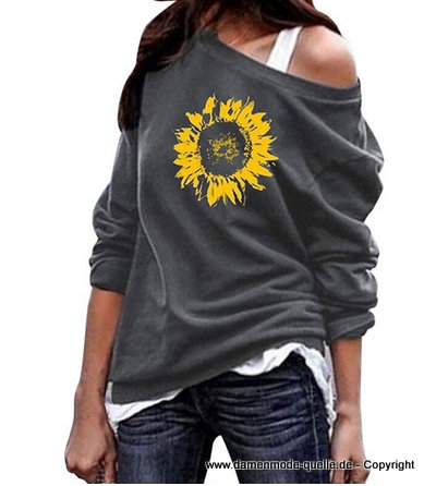 Damen Sommer Pullover mit Sonnenblume