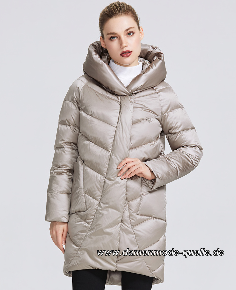 Warme Winterjacke für Damen in Beige