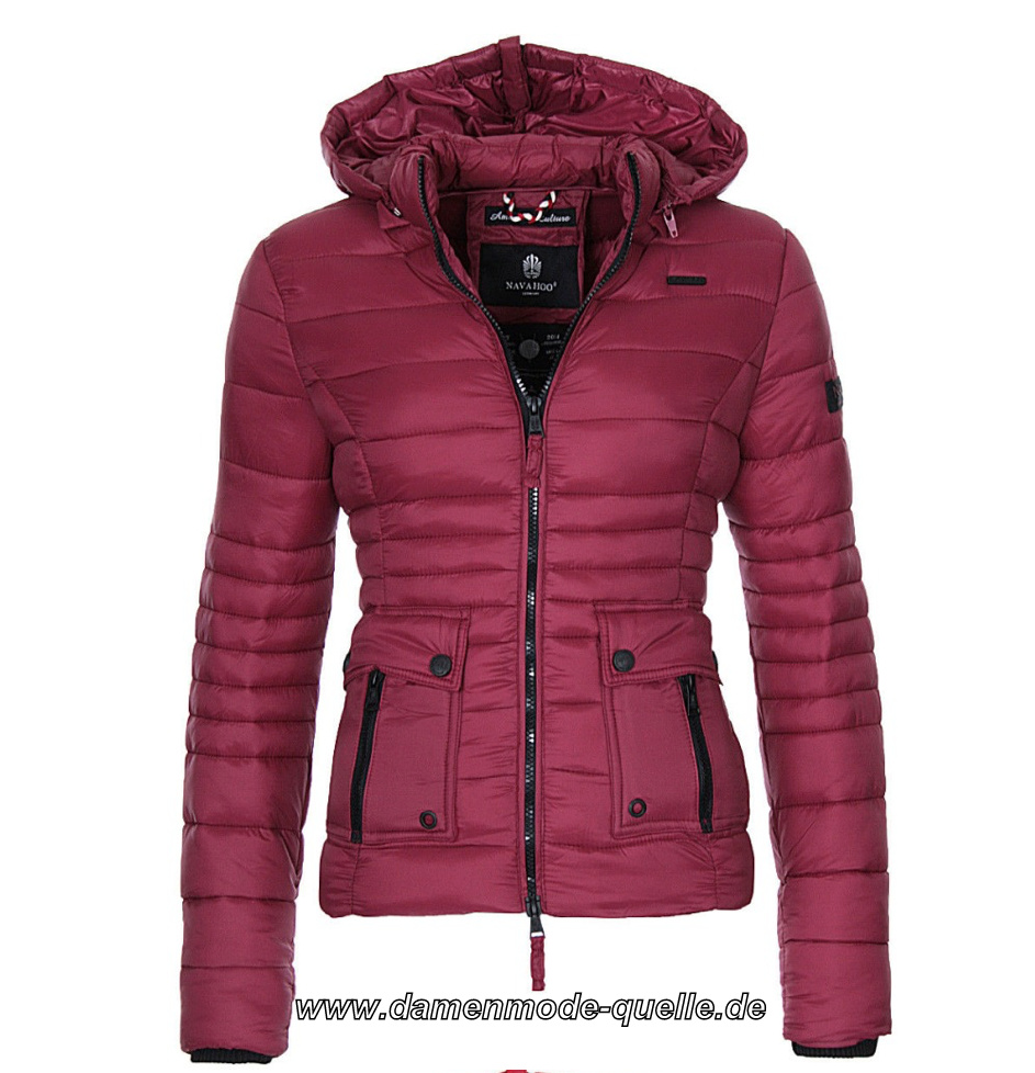 Kurze Damen Winterjacke in Weinrot