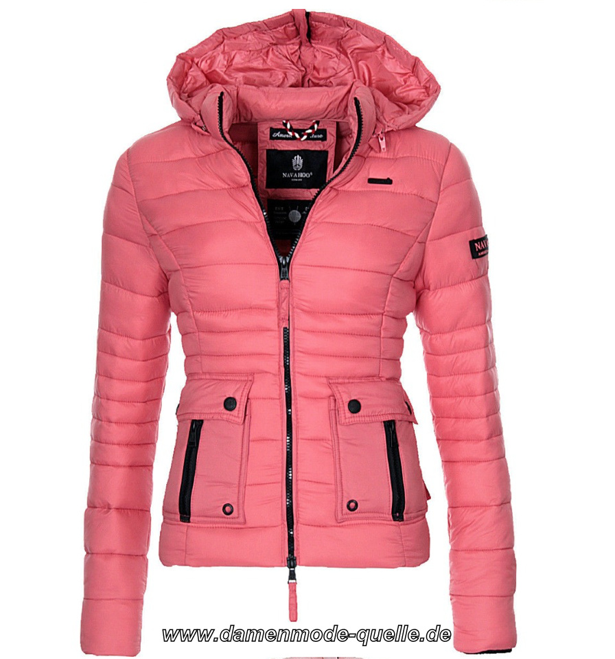 Kurze Damen Winterjacke in Lachs