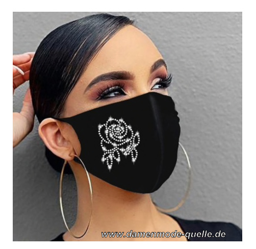 Sparkly Strass Rose - Atemschutzmaske Waschbar