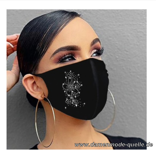 Sparkly Strass Blumen - Atemschutzmaske Waschbar