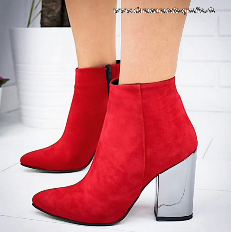 Herbst Winter Stiefeletten in Rot Neue Schuhe mit hohen Absätzen