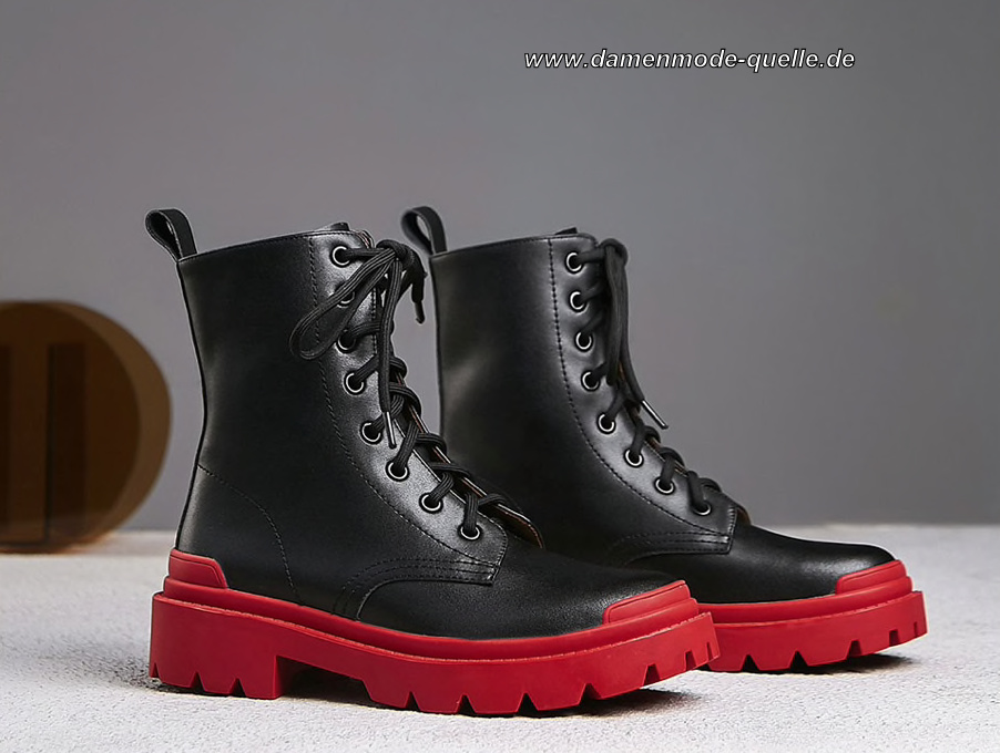 Winter Mode Wasserdichte Stiefeletten Schwarz - Rot