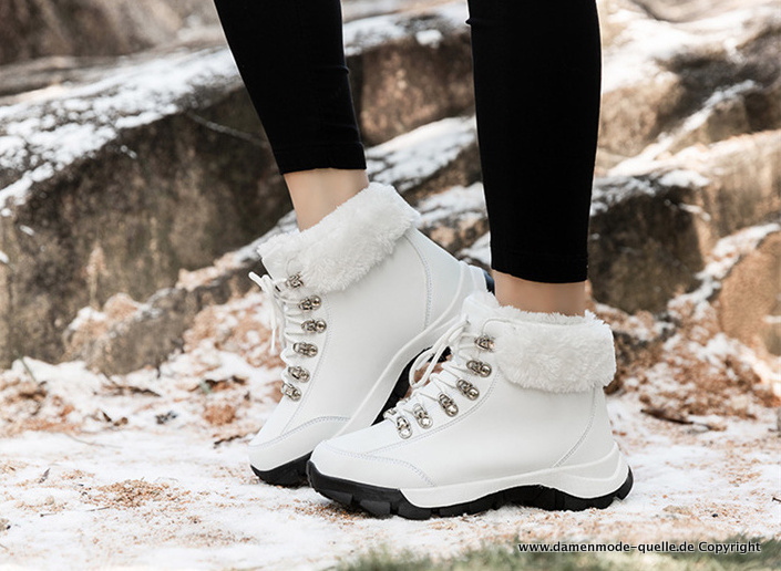 Warme Winter Damen Schnee Schuhe in Weiß