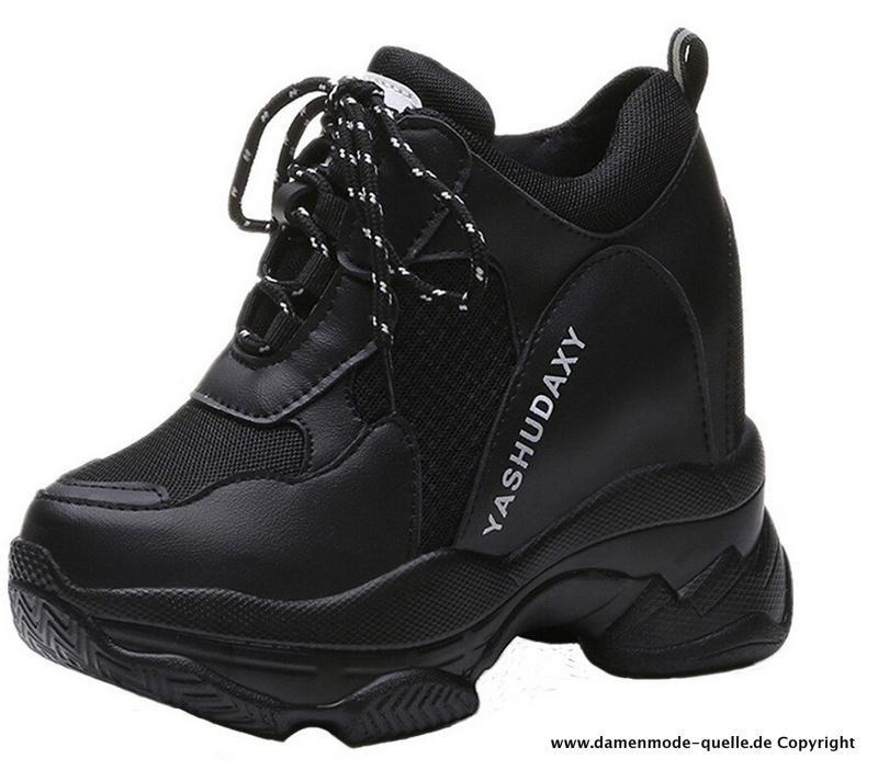 Plateau Freizeit Sport Schuhe in Schwarz