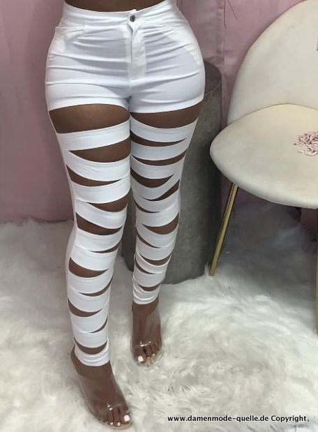 Sexy Dünne Sommer Hose für Damen in Weiß