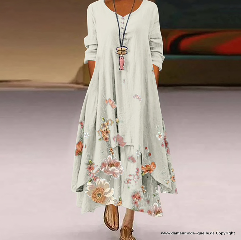 A Linie Vintage Style Sommerkleid mit Elegante Blumenmuster