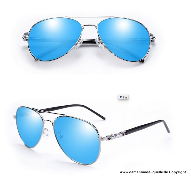 Herrenmode 2025 Pilot Vintage Sonnenbrille für Herren in Blau