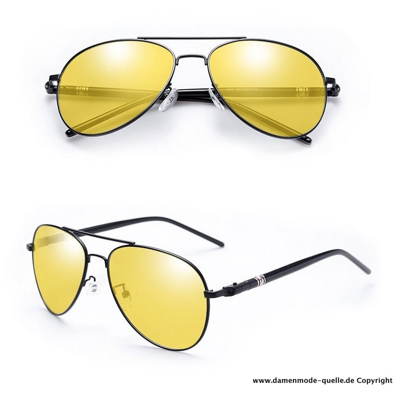 Pilot Vintage Sonnenbrille für Herren in Gelb