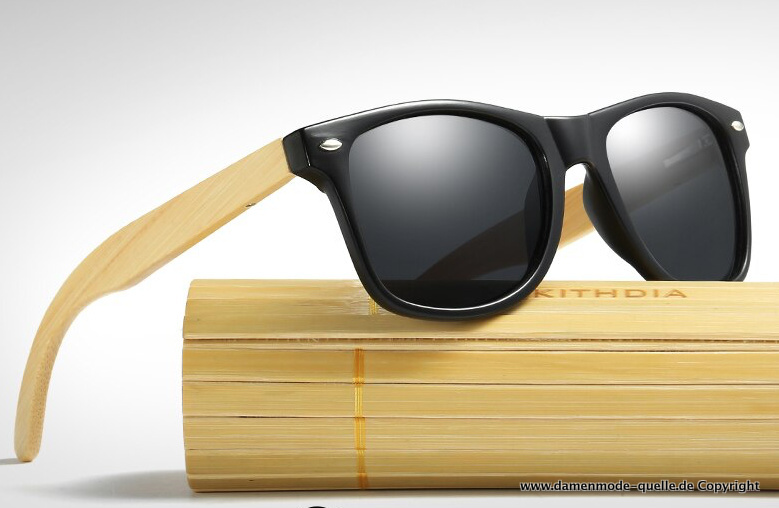 Bambus Brille Sonnenbrille für Herren mit Etui