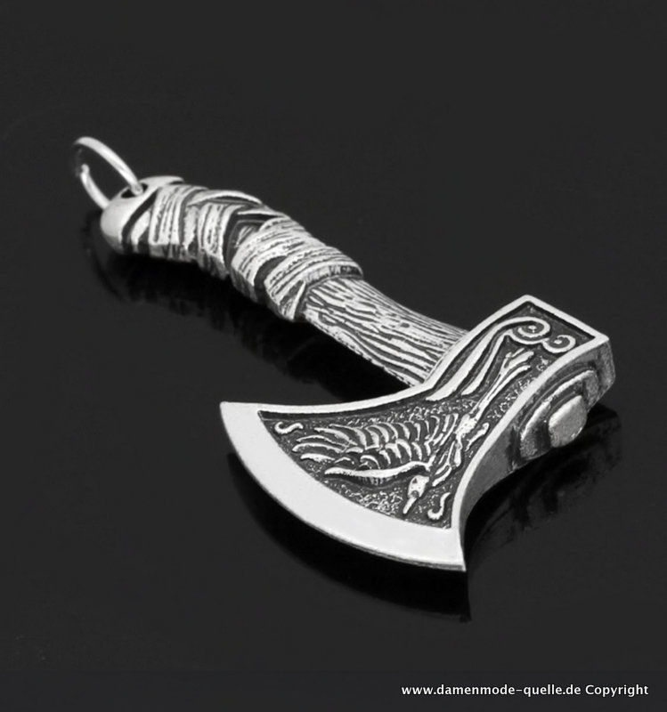Vikings Odin Axt Anhänger für Herren Gold oder Silber mit Lederband