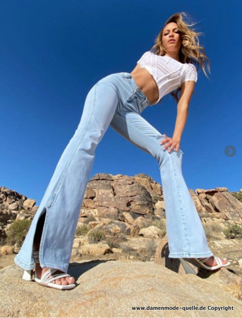 Straight Jeans für Damen mit Hohe Taille